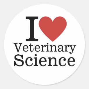 Adesivo Redondo I ❤️ Ciência Veterinária para Estudantes/Faculdade