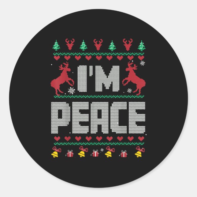 Adesivo Redondo I Come In Peace - I'm Peace Xmas Matching Couples  (Frente)