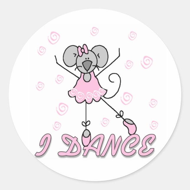 Adesivo Redondo I Dance Mouse Balé Sticker