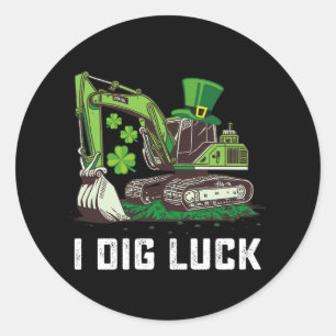 Adesivo Redondo I Dig Sorck Excavator Dia de São Patrício Irlandês