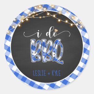 Adesivo Redondo I Do Do CHURRASCO Round Sticker - Blue Gingham - P