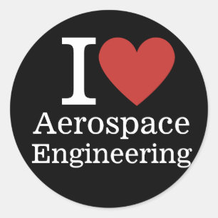 Adesivo Redondo I ❤️ Engenharia Aeroespacial para Estudantes/Facul