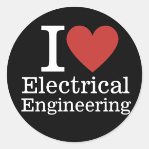 Adesivo Redondo I ❤️ Engenharia Elétrica para Estudantes/Faculdade