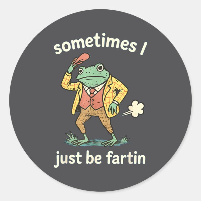 Adesivo Redondo I Farting Just Sometimes Frog Fun (Frente)