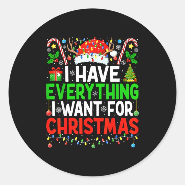 Adesivo Redondo I Have Everything I Need Couples Pajamas Christmas (Frente)