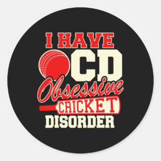 Adesivo Redondo I Have Ocd Obsessive Cricket Disorder 