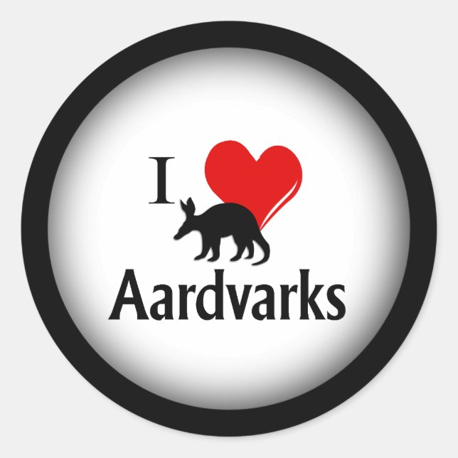 Adesivo Redondo I Heart Aardvarks (Frente)