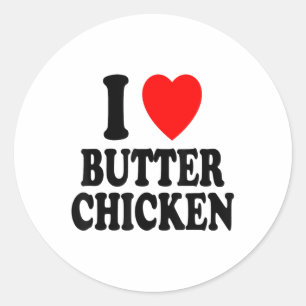 Adesivo Redondo I Heart (amor) Butter Chicken Indian Comida Murgh