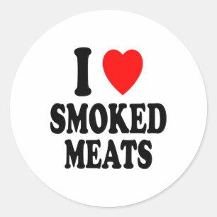 Adesivo Redondo I Heart (amor) Smoked Meats Churrasco ao ar livre