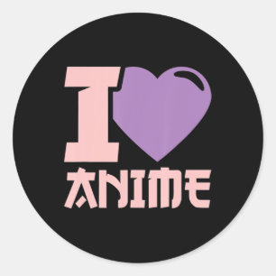 Adesivo Redondo I Heart Anime I Love Anime