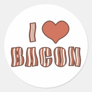Adesivo Redondo I Heart Bacon Stickers 001