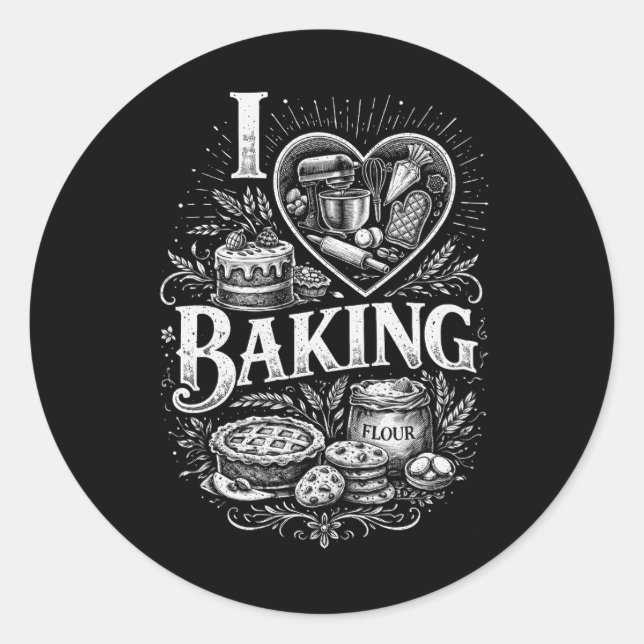 Adesivo Redondo I Heart Baking (Frente)