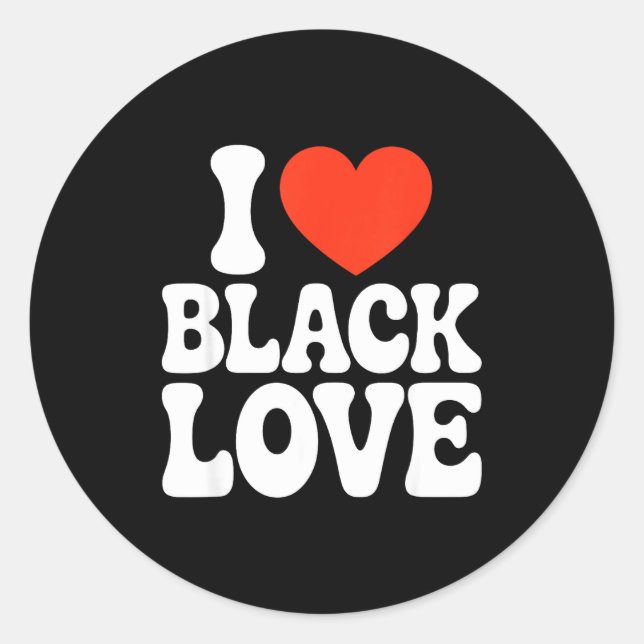 Adesivo Redondo I Heart Black Love Couple Matching Couples African (Frente)