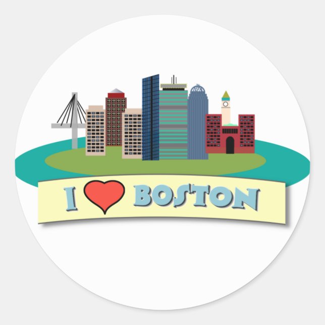 Adesivo Redondo I Heart Boston (Frente)
