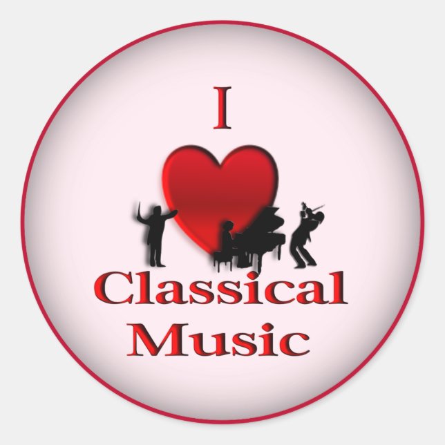 Adesivo Redondo I Heart Classical Music (Frente)