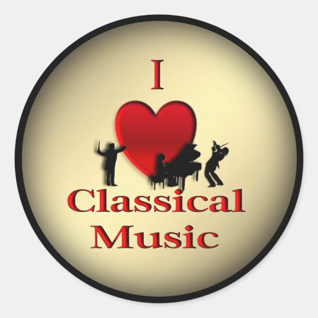Adesivo Redondo I Heart Classical Music Dourado (Frente)