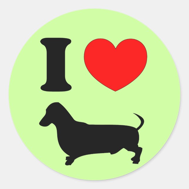 Adesivo Redondo I Heart Dachshund (Frente)