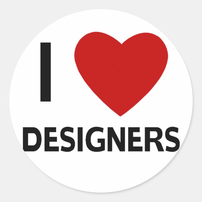 Adesivo Redondo I Heart Designers Stickers (Frente)
