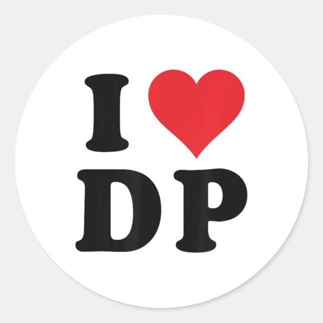 Adesivo Redondo I Heart Dp Inicials I Love D.p First and Last Nam (Frente)