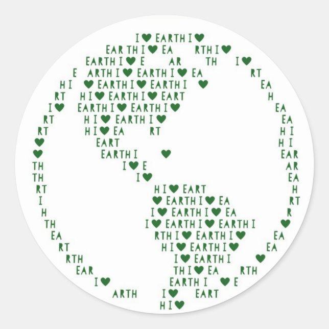 Adesivo Redondo I Heart Earth Sticker (Frente)