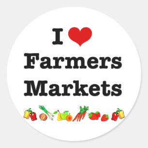 Adesivo Redondo I Heart Farmers Markets