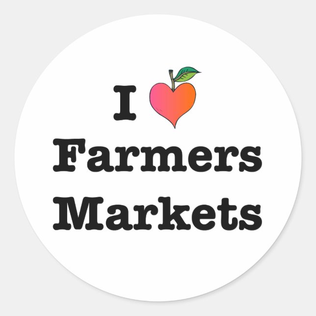 Adesivo Redondo I Heart Farmers Markets (Frente)