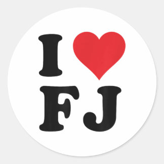 Adesivo Redondo I Heart Fj Inicials I Love F.j First and Last Nam