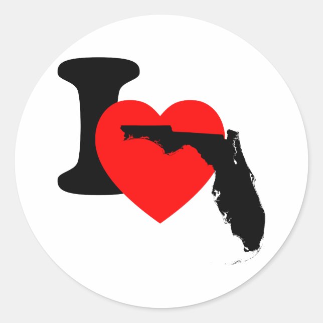 Adesivo Redondo I Heart Florida (Frente)