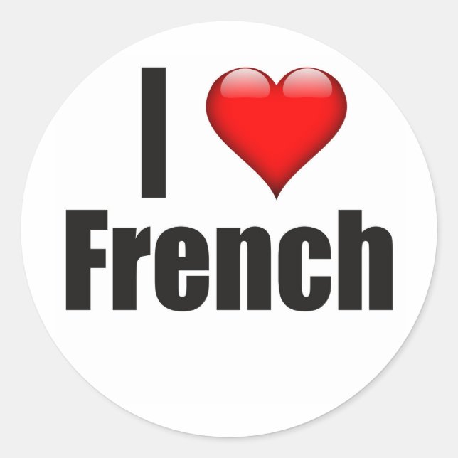 Adesivo Redondo I Heart French (Frente)
