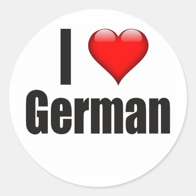 Adesivo Redondo I Heart German (Frente)