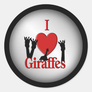Adesivo Redondo I Heart Girafes Silver