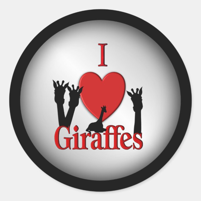 Adesivo Redondo I Heart Girafes Silver (Frente)
