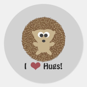Adesivo Redondo I Heart Hugs hedgehog