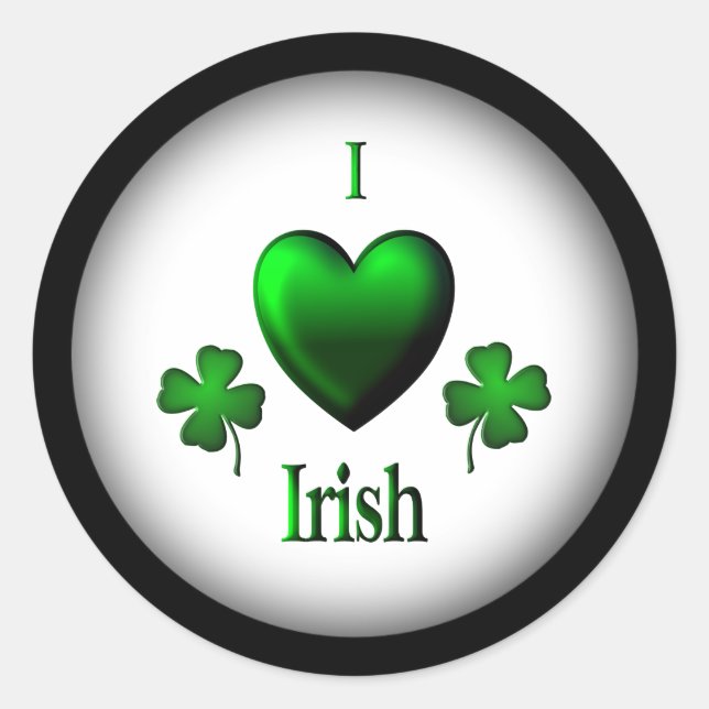 Adesivo Redondo I Heart Irish (Frente)