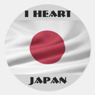 Adesivo Redondo I Heart Japan/Flag do Japão