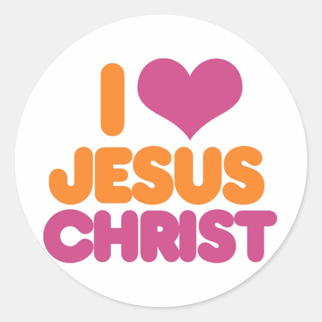 Adesivo Redondo I Heart Jesus Cristo (Frente)