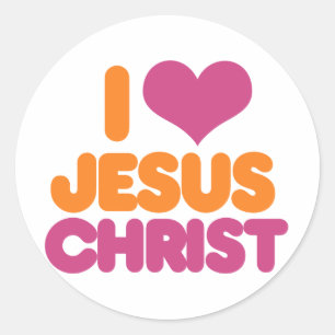 Adesivo Redondo I Heart Jesus Cristo