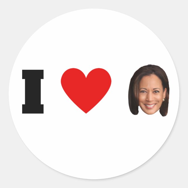 Adesivo Redondo I Heart Kamala Harris (Frente)
