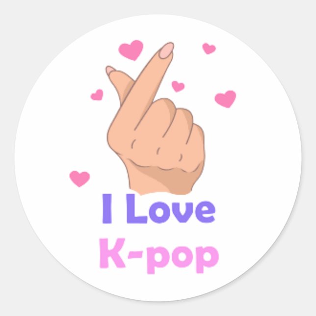 Adesivo Redondo I Heart Kpop (Frente)