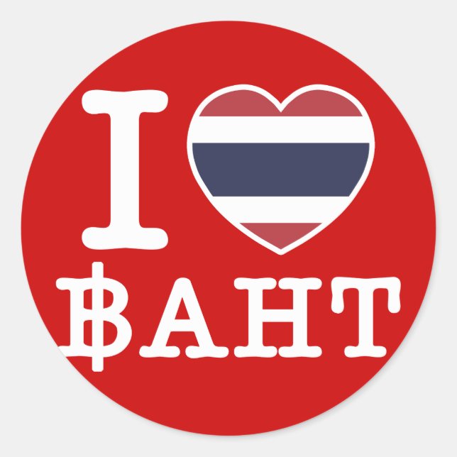 Adesivo Redondo I Heart (Love) Baht (Frente)