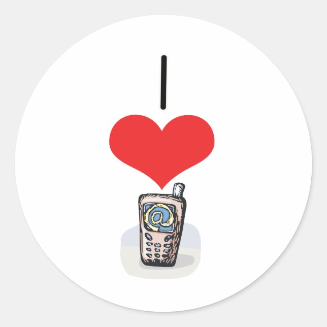 Adesivo Redondo I Heart (Love) Cell Phones (Frente)