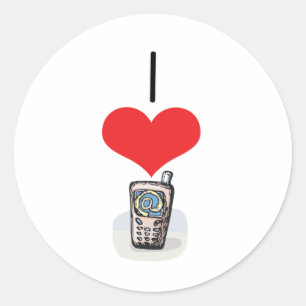 Adesivo Redondo I Heart (Love) Cell Phones