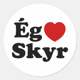 Adesivo Redondo I Heart (Love) Skyr [Ég Elska Skyr] Islandês