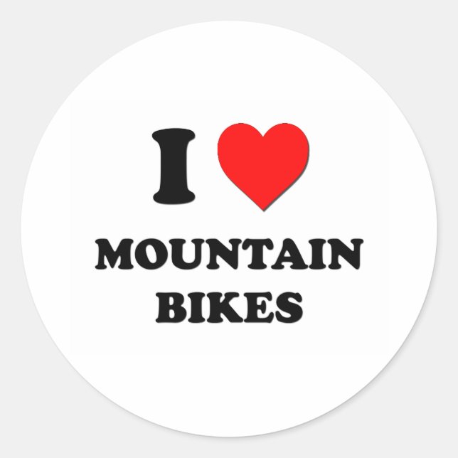 Adesivo Redondo I Heart Mountain Bikes (Frente)