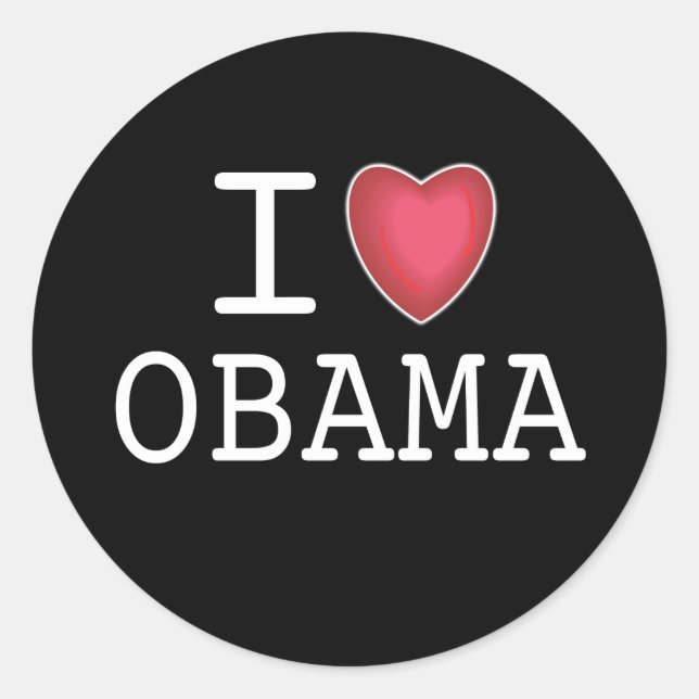 Adesivo Redondo I Heart Obama Stickers (Frente)