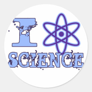 Adesivo Redondo I Heart (ou Atomic Symbol) Science