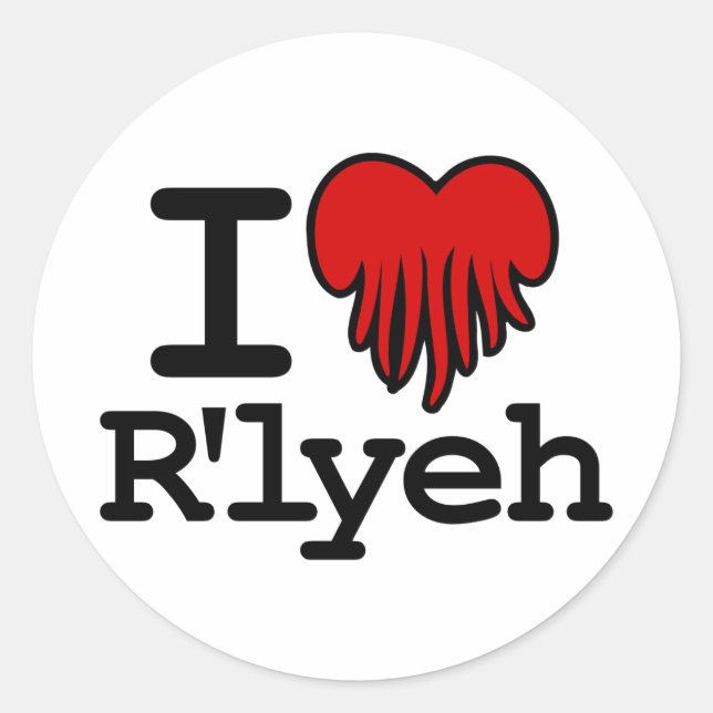 Adesivo Redondo I Heart R'lyeh (Frente)