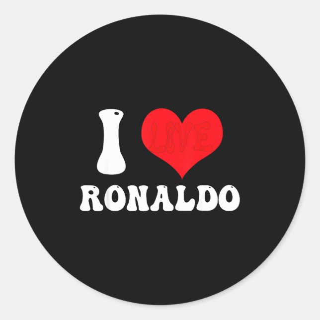 Adesivo Redondo I Heart Ronaldos First Name Groovy D Valentines  (Frente)