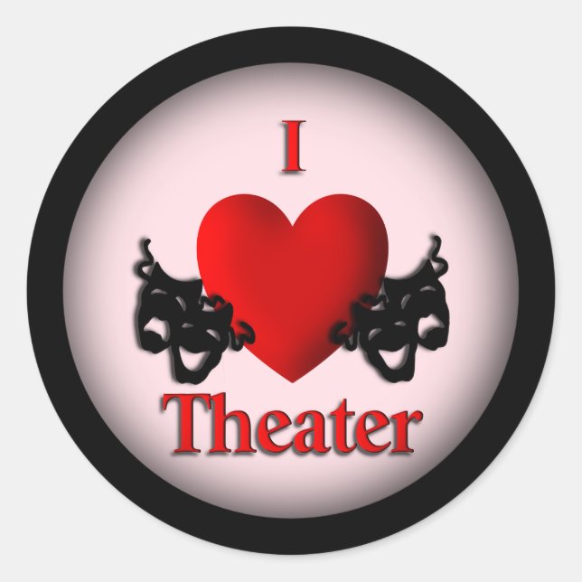 Adesivo Redondo I Heart Theater Pink (Frente)