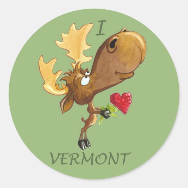 Adesivo Redondo I Heart Vermont Moose sticker (Frente)